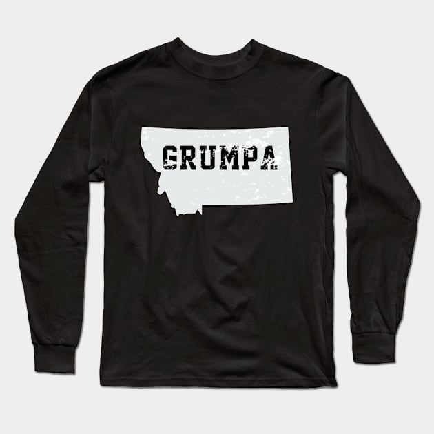 Grumpa in Montana, Map Montana silhouette Long Sleeve T-Shirt by soufyane